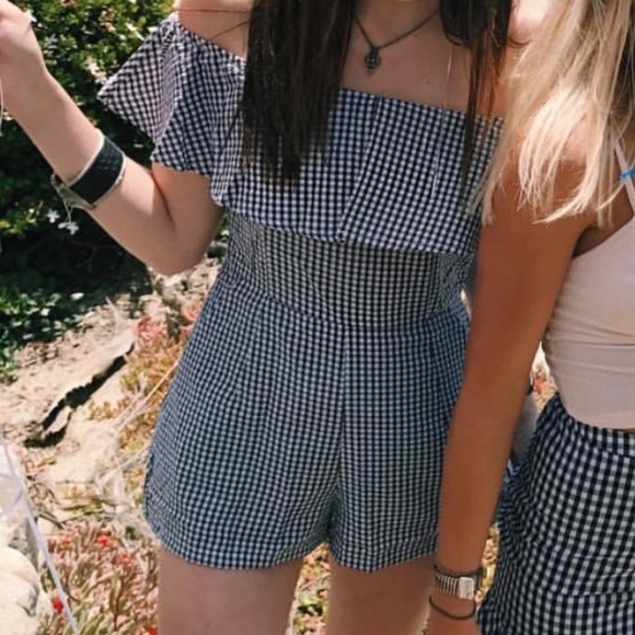 LF Other - LF Three Days Off the shoulder Gingham Romper